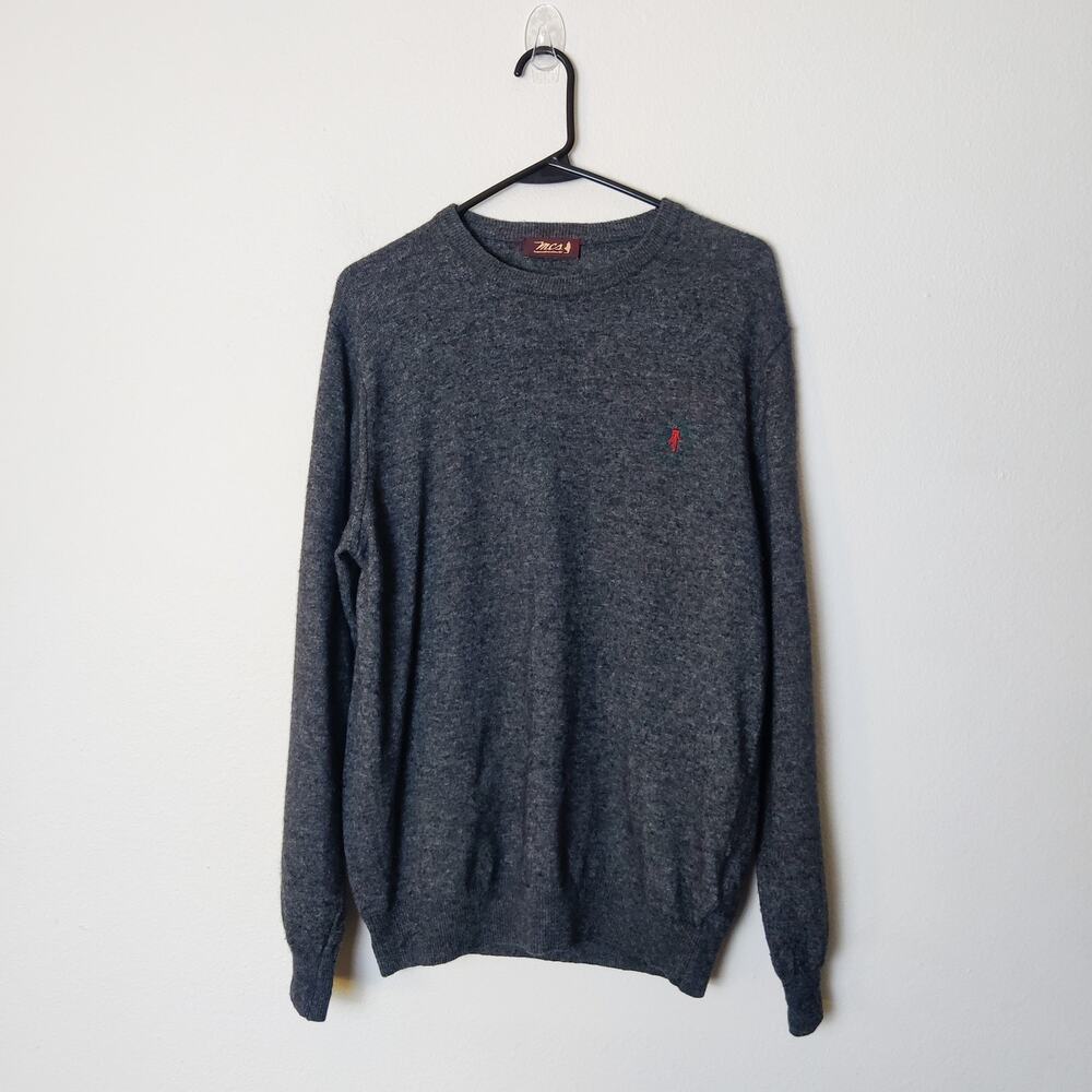 MCS Wool Cashmere Blend Crewneck Sweater Large Gray Minimalist Quiet Luxury